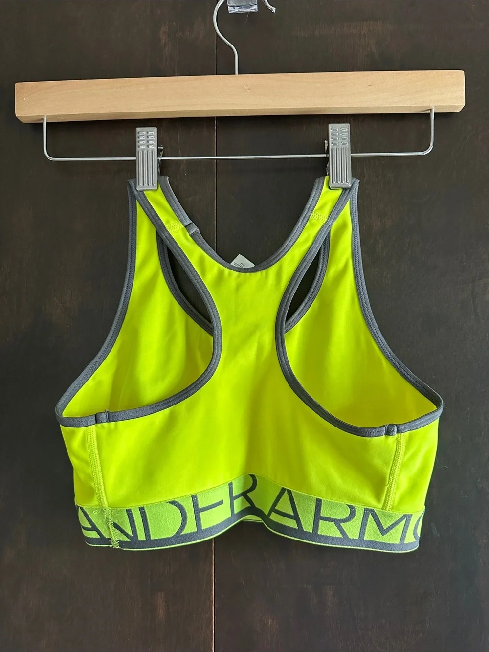 Under Armour Neon Yellow and Gray Racerback Sports Bra - Picture 4 of 5
